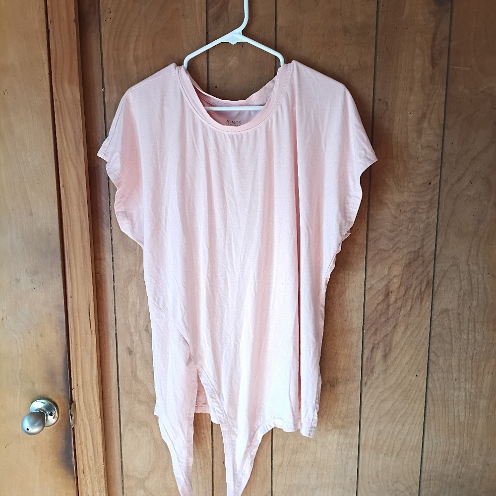 Jones New York Light Pink Tie Front Short Sleeve Top Women’s Size L